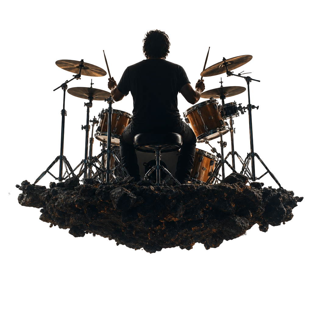 Drummer recording in a studio environment