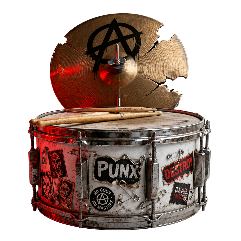 Punk drumming emblem